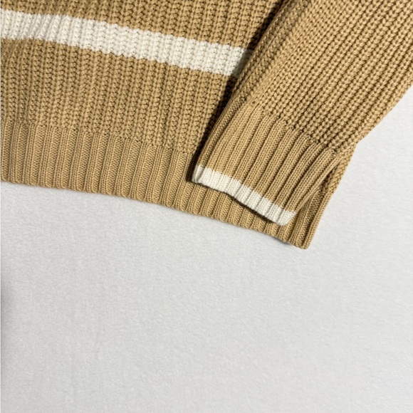 Sanctuary Size M Tan and White Striped Quarterzip Sweater - Picture 4 of 4